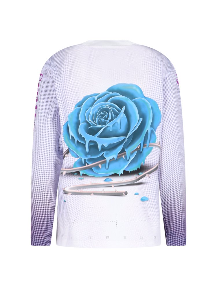 Burberry Floral-Printed Long Sleeved Crewneck T-Shirt