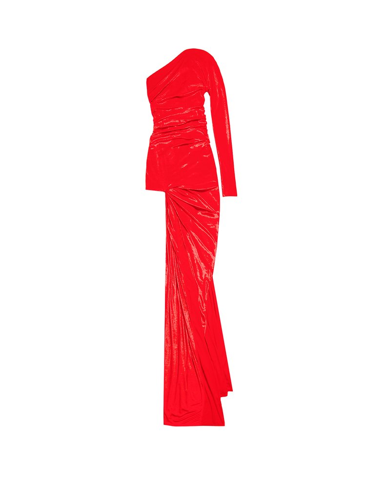 Balenciaga Velvet Asymmetric Draped Dress