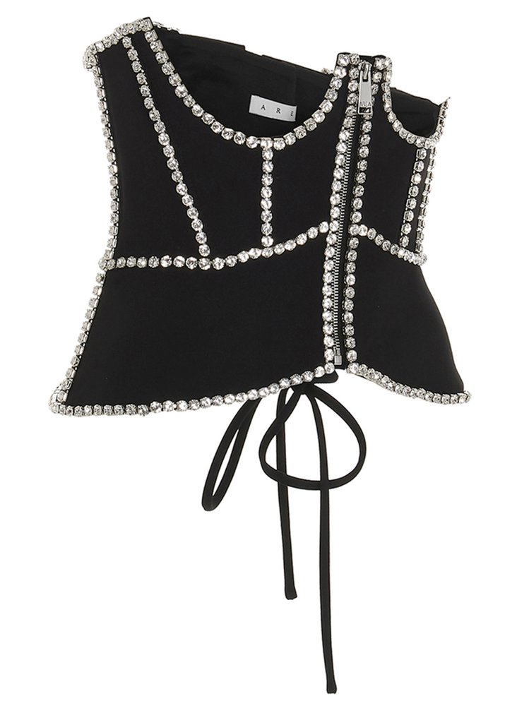 Area Crystal-Embellished Cut-Out Corset Top