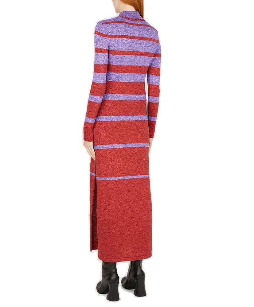 Paco Rabanne Metallic Stripe Knitted Midi Dress