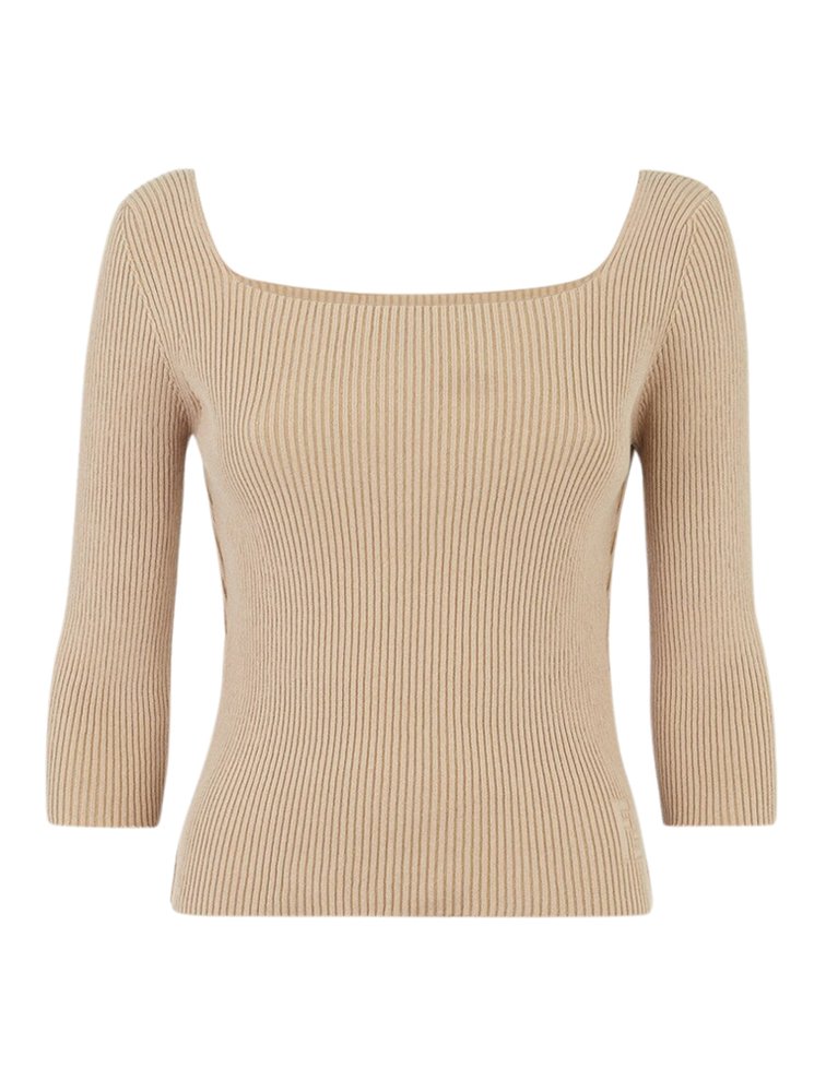 Fendi Square Neck Ribbed Top