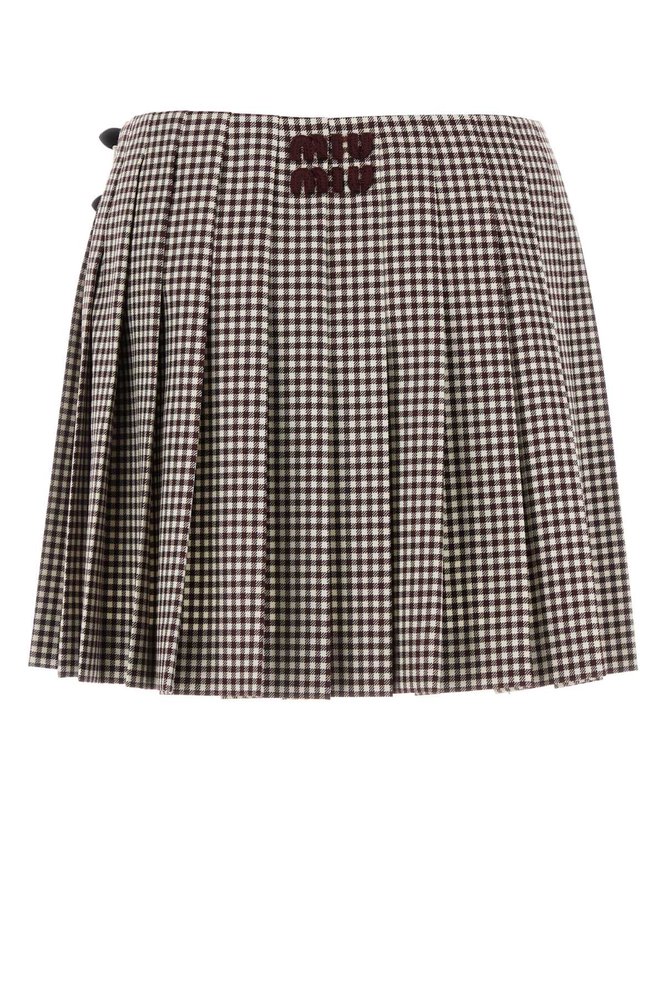 Miu Miu Plaid Pleat Mini Skirt