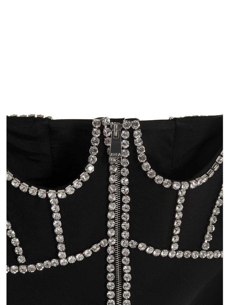 Area Crystal-Embellished Cut-Out Corset Top