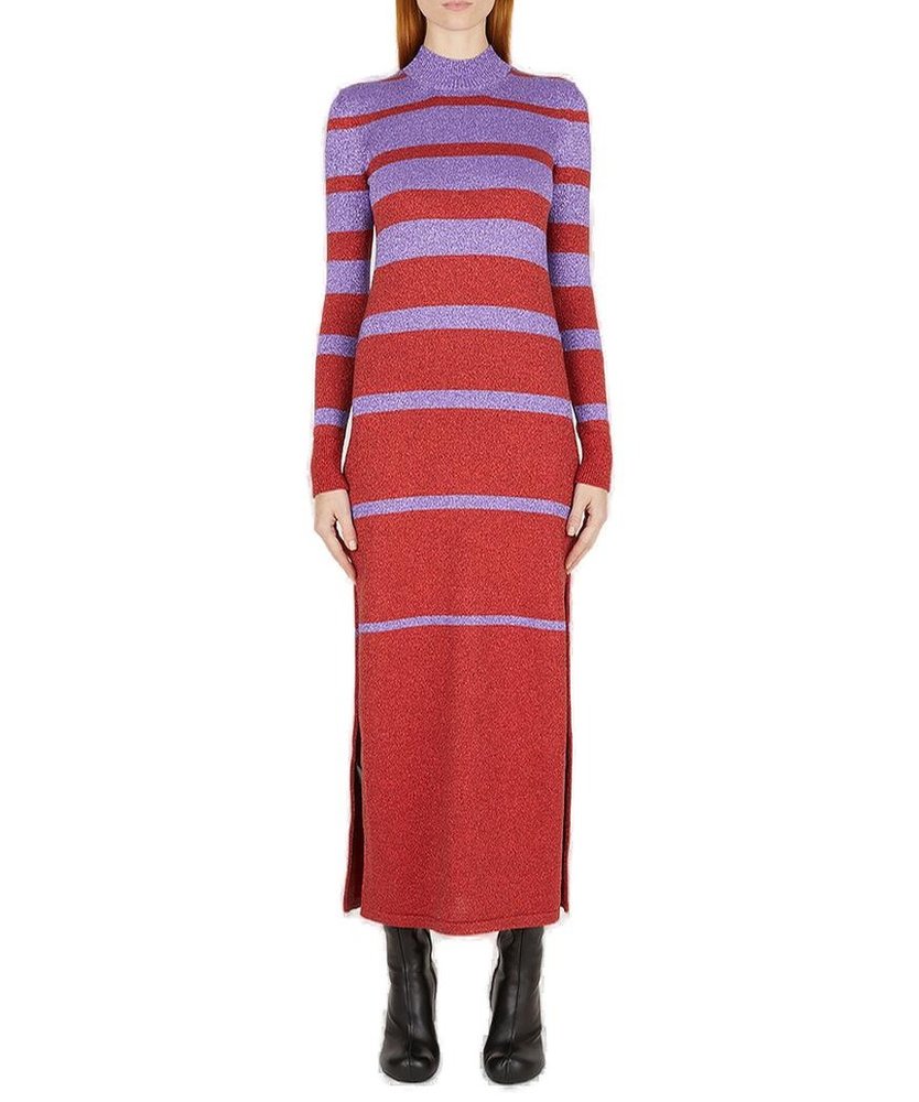 Paco Rabanne Metallic Stripe Knitted Midi Dress