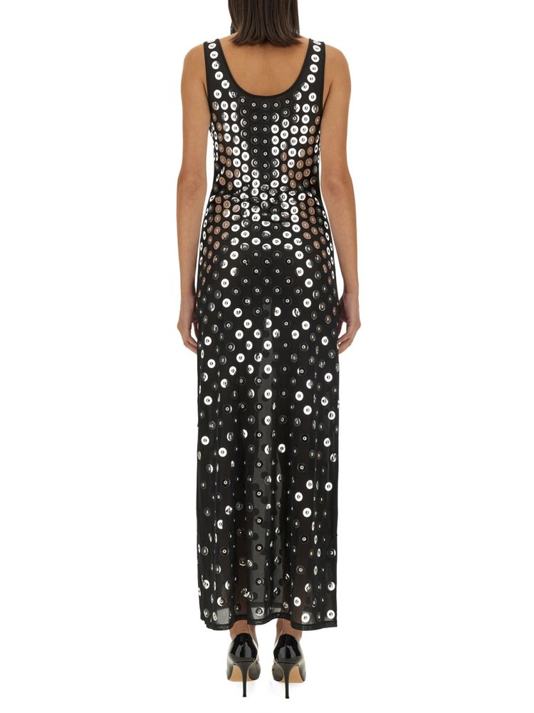 Paco Rabanne Hot Fix Embroidered Midi Dress