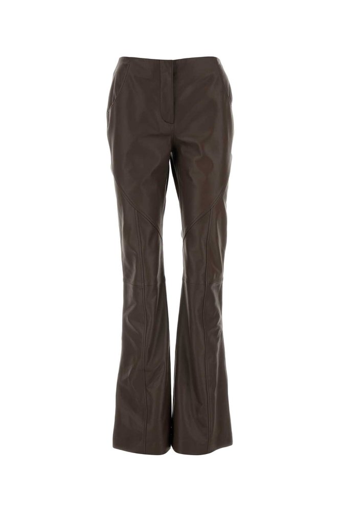 Alberta Ferretti Low-Rise Flared Leather Trousers