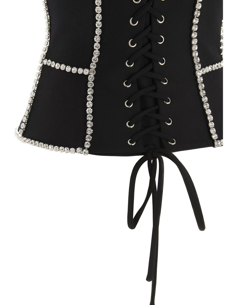 Area Crystal-Embellished Cut-Out Corset Top