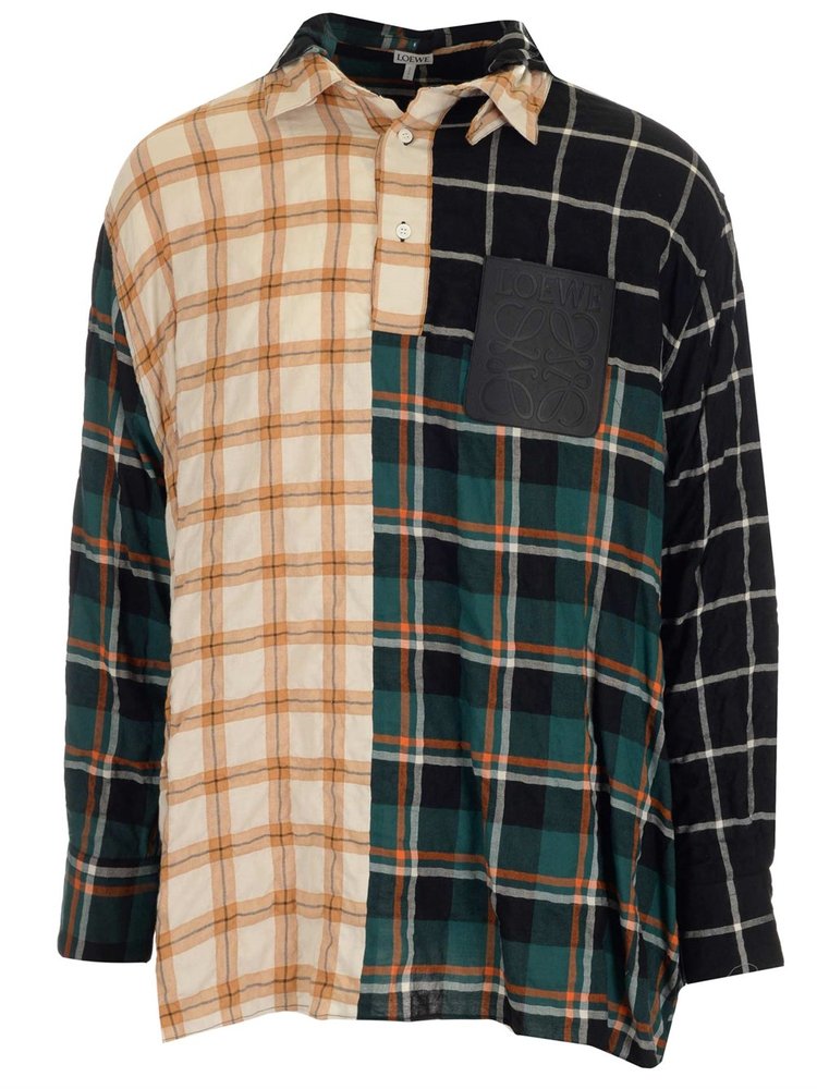 Loewe Check Panelled Hooded Overshirt