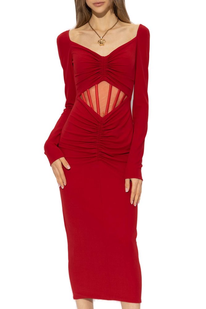 Versace Cut-Out Long Sleeved Dress