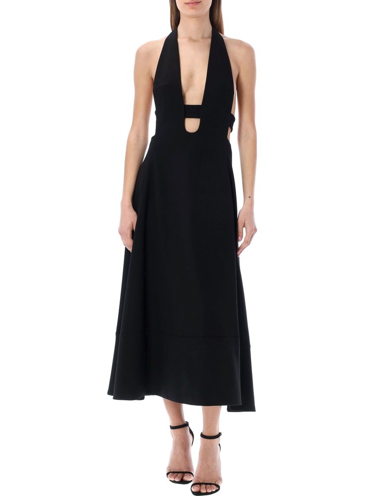 Saint Laurent Backless Flared Midi Dress