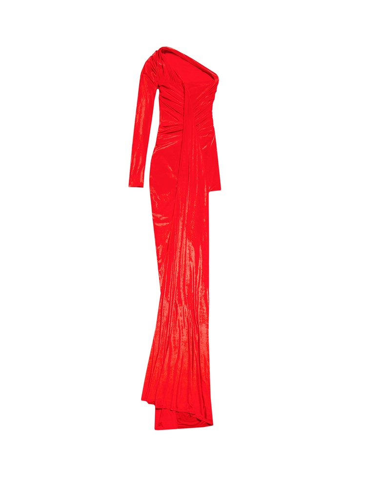 Balenciaga Velvet Asymmetric Draped Dress