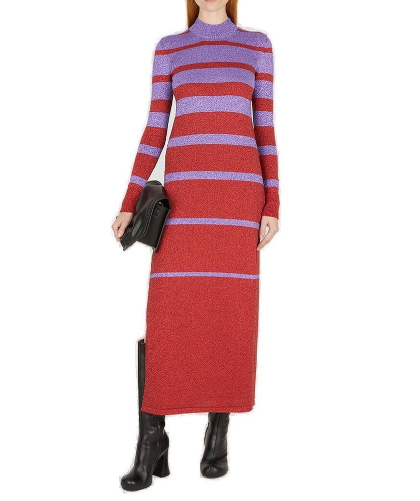 Paco Rabanne Metallic Stripe Knitted Midi Dress