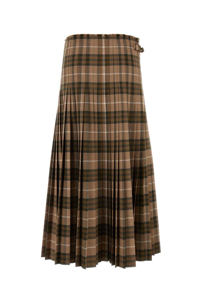 Burberry Check Printed Pleated Skirt