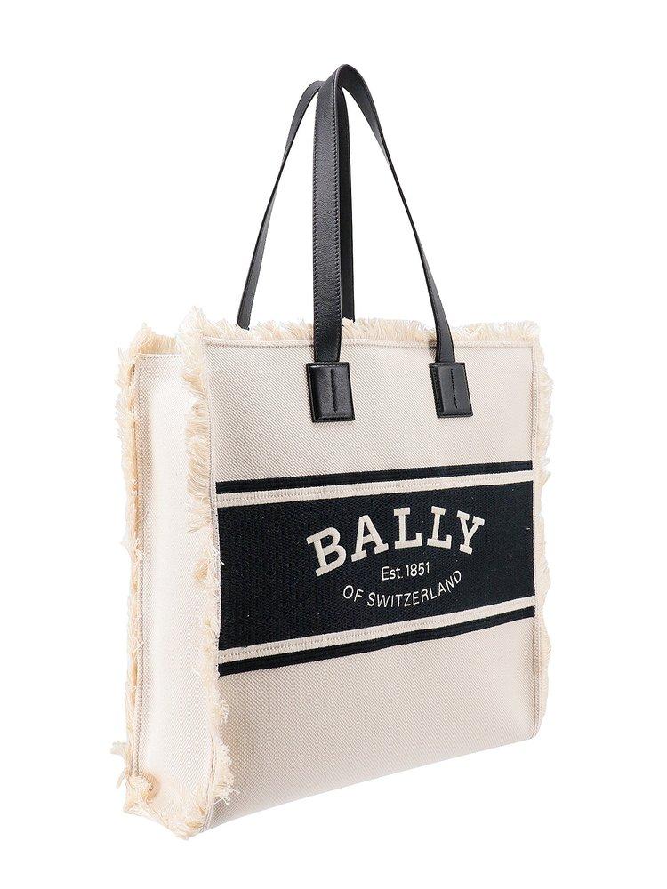 Bally Logo Embroidered Fringed Tote Bag