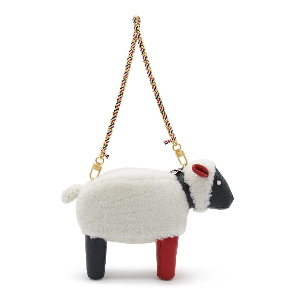 Thom Browne Sheep Shearling Zipped Shoulder Bag