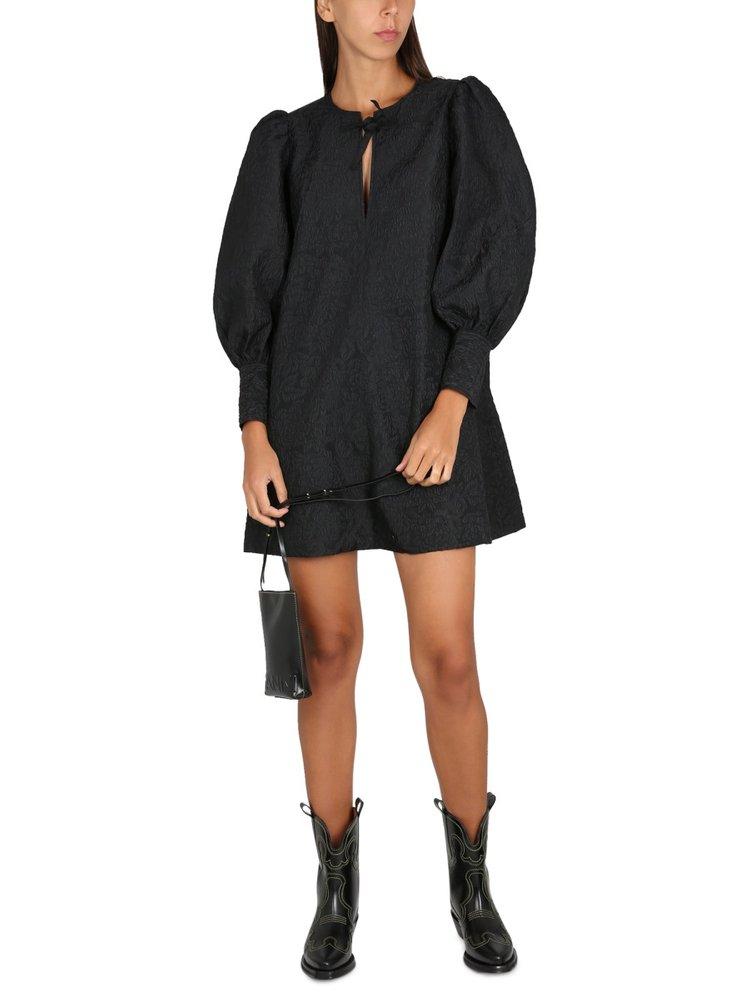 Ganni Jacquard Long-Sleeved Mini Dress