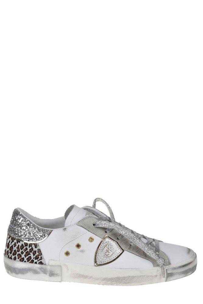 Philippe Model Glitter Embellished Lace-Up Sneakers