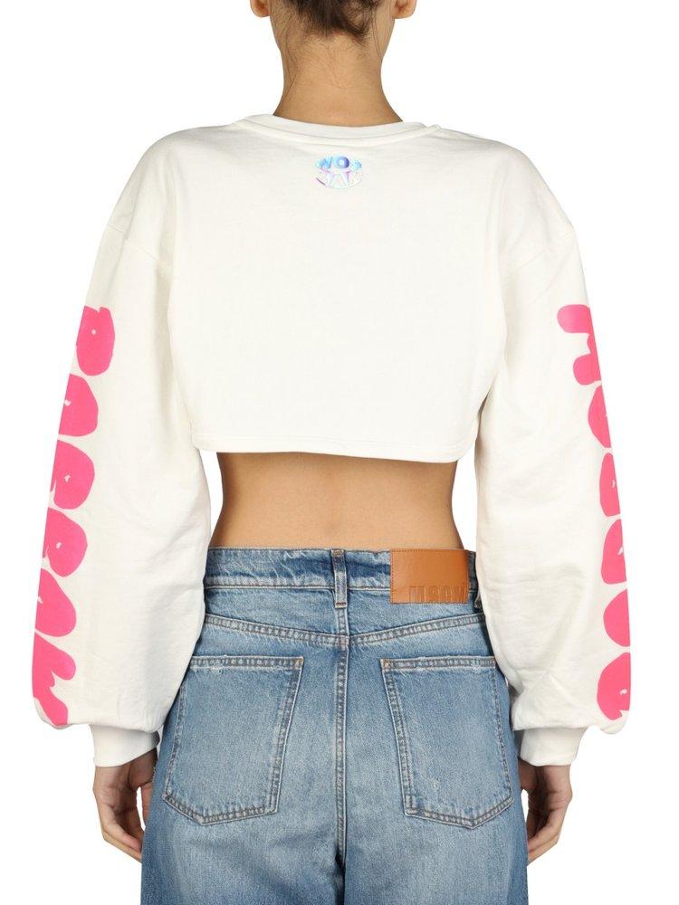 Barrow Printed Cropped Sweatshirt