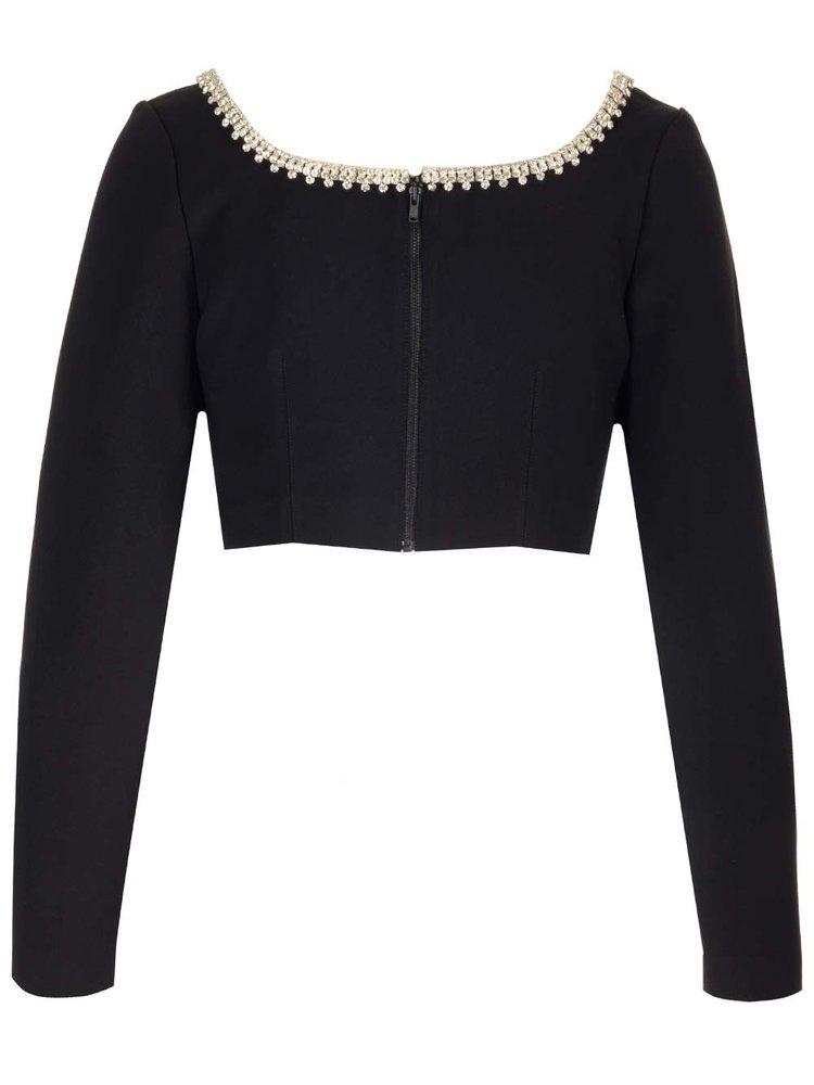 Self-Portrait Square-Neck Embellished Cropped Top