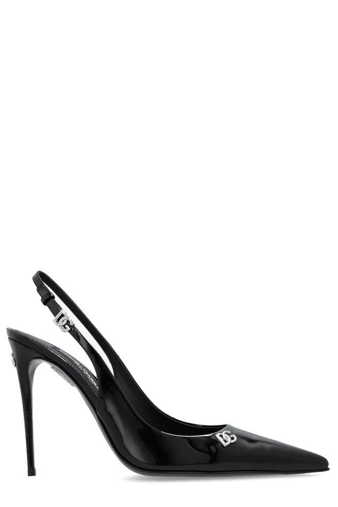 Dolce & Gabbana Logo Plaque Pointed Toe Slingbacks