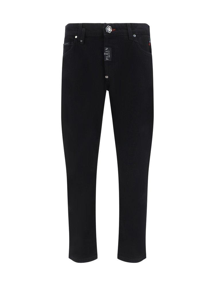 Philipp Plein Logo-Patch Low-Rise Skinny-Cut Jeans