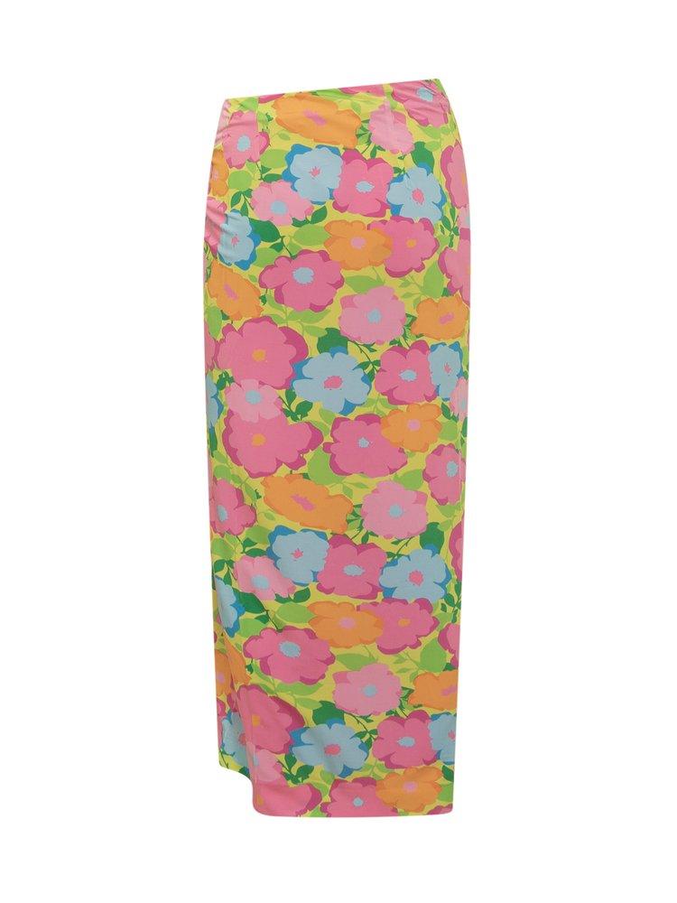 Chiara Ferragni Floral Print Drawstring Midi Skirt