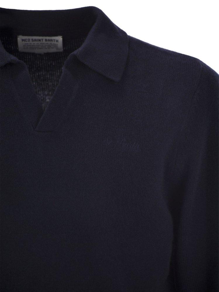 Mc2 Saint Barth Convent Long--Sleeved Knitted Polo Shirt