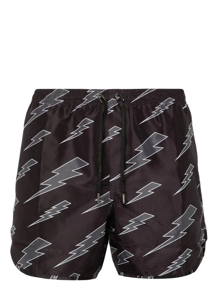 Neil Barrett Lightning Prined Drawstring Swim Shorts