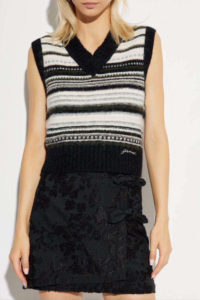 Ganni Striped Pattern Knit Vest