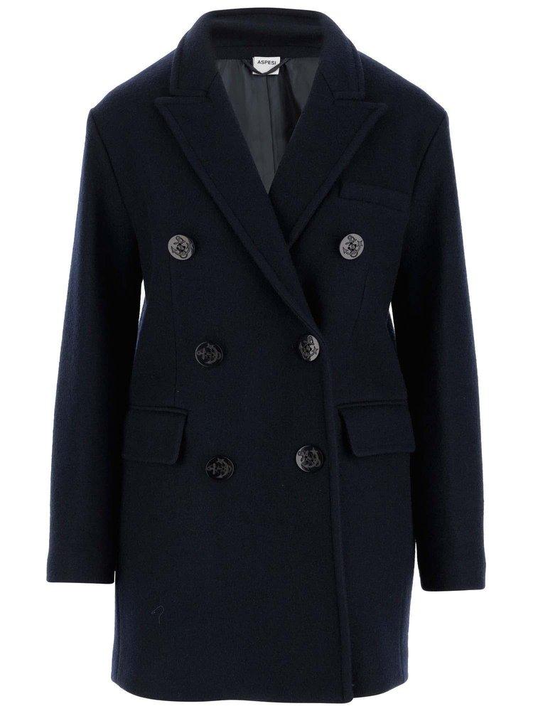 Aspesi Flap-Pocketed Double-Breasted Coat