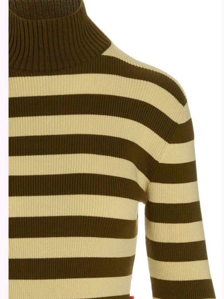 Sunnei Ribbed All-Over Stripe Turtleneck Bodysuit