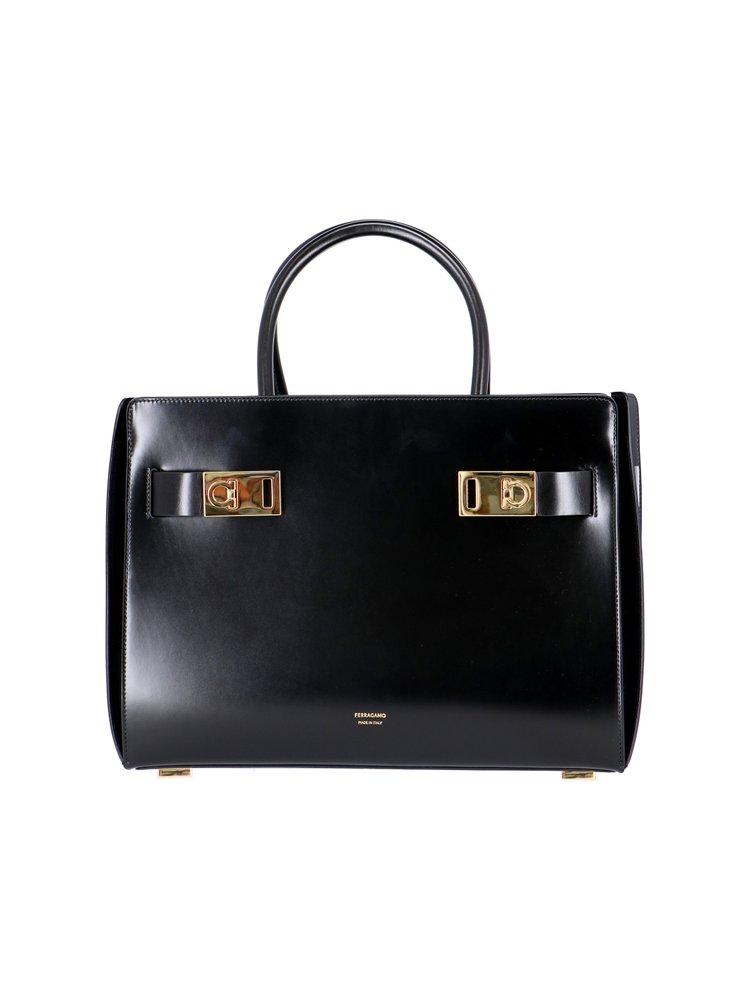 Ferragamo Gancini Buckle Large Top Handle Bag