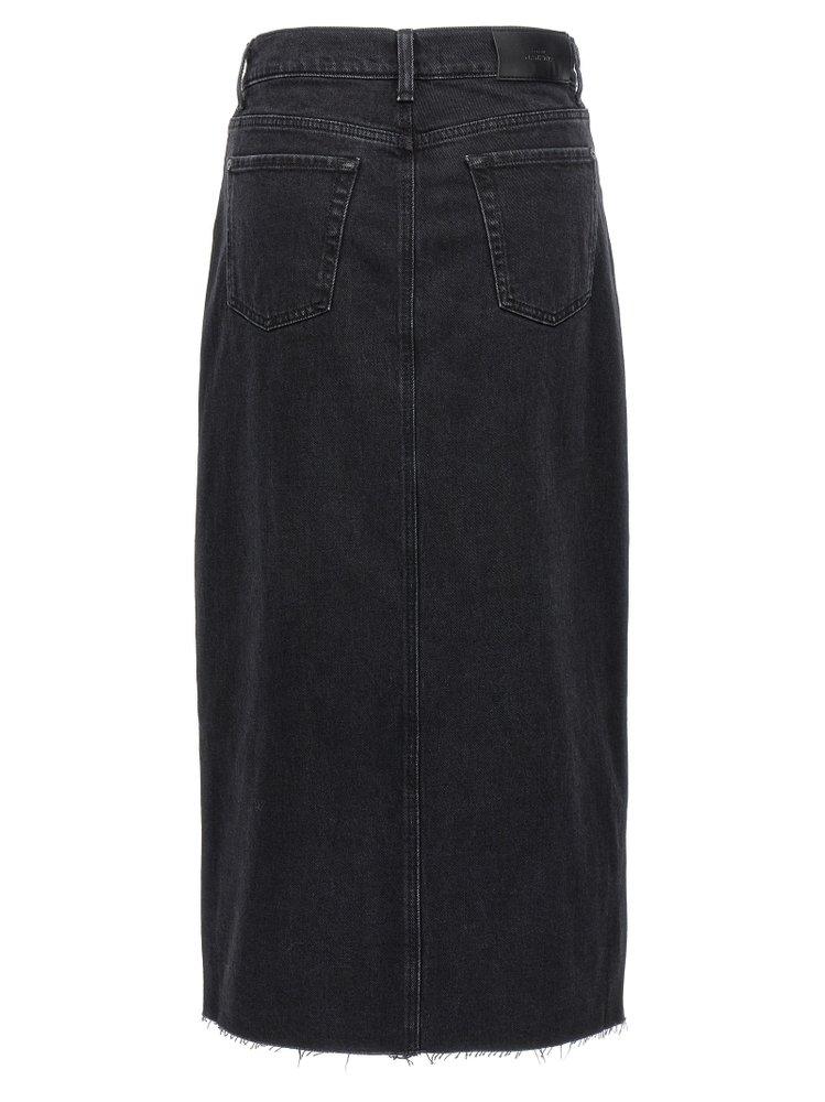 7 For All Mankind Kellie Raw-Cut Hem Skirt