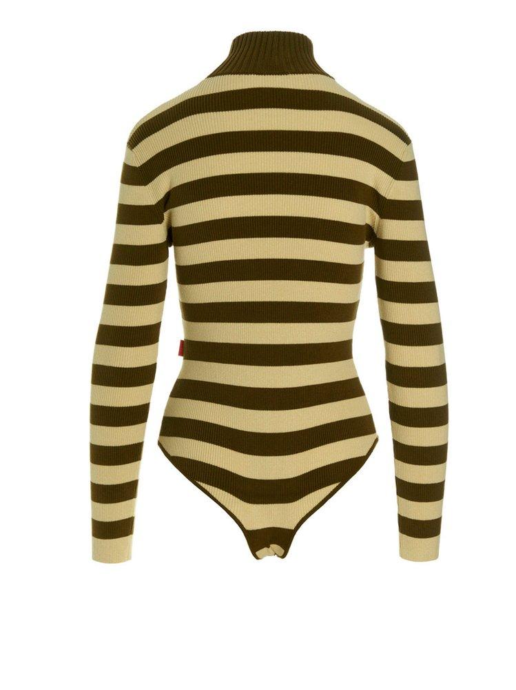 Sunnei Ribbed All-Over Stripe Turtleneck Bodysuit