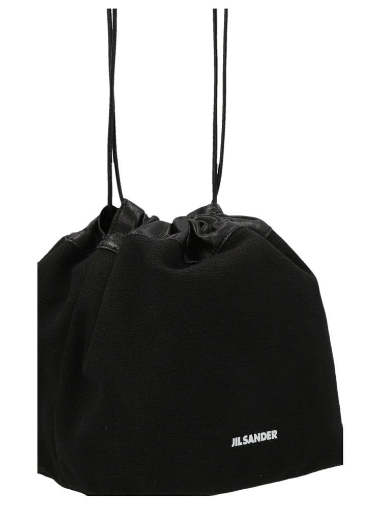 Jil Sander Logo-Printed Drawstring Bucket Bag