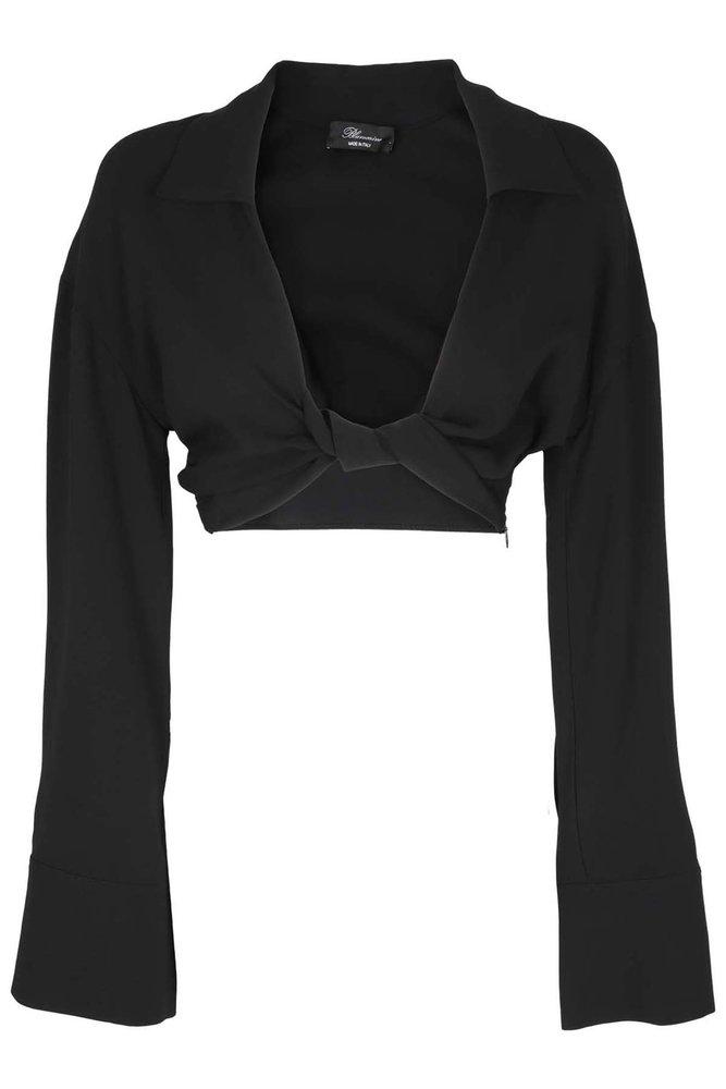 Blumarine Twist Detailed Cropped Long-Sleeved Top