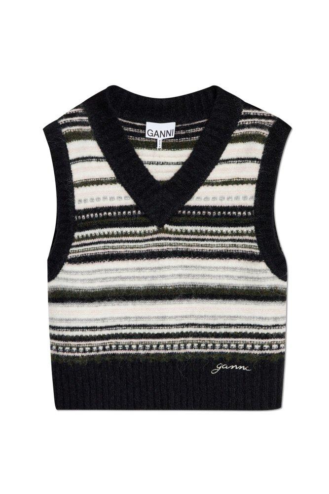 Ganni Striped Pattern Knit Vest