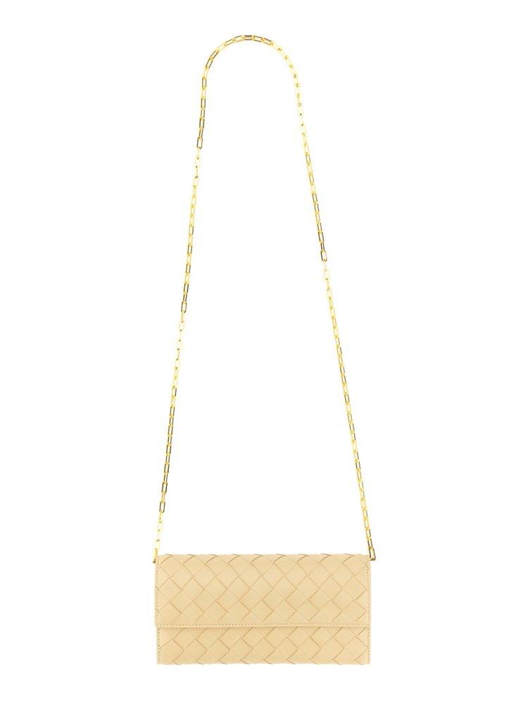 Bottega Veneta Woven Fold-Over Chained Shoulder Bag