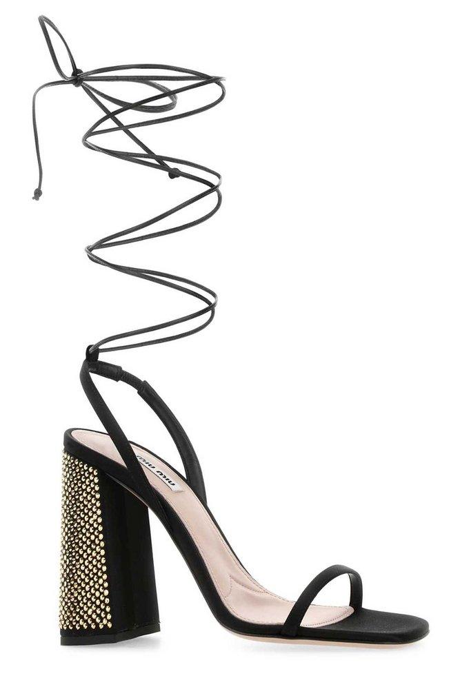 Miu Miu Ankle Tie-Fastening Embellished Sandals