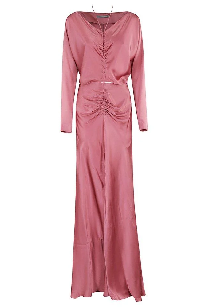 Alberta Ferretti Cut-Out Gathered Satin Midi Dress