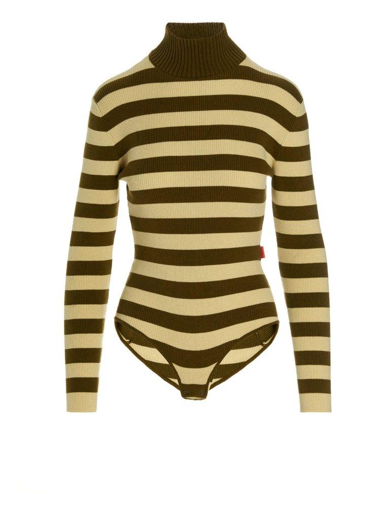 Sunnei Ribbed All-Over Stripe Turtleneck Bodysuit