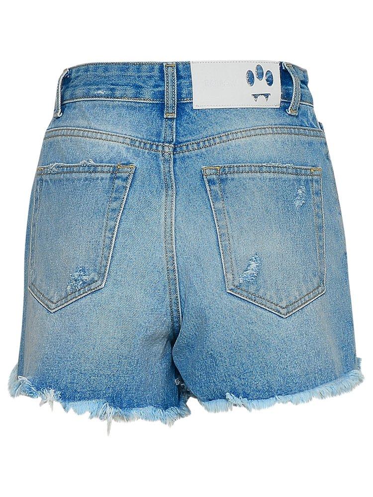 Barrow Distressed Embellished Denim Shorts