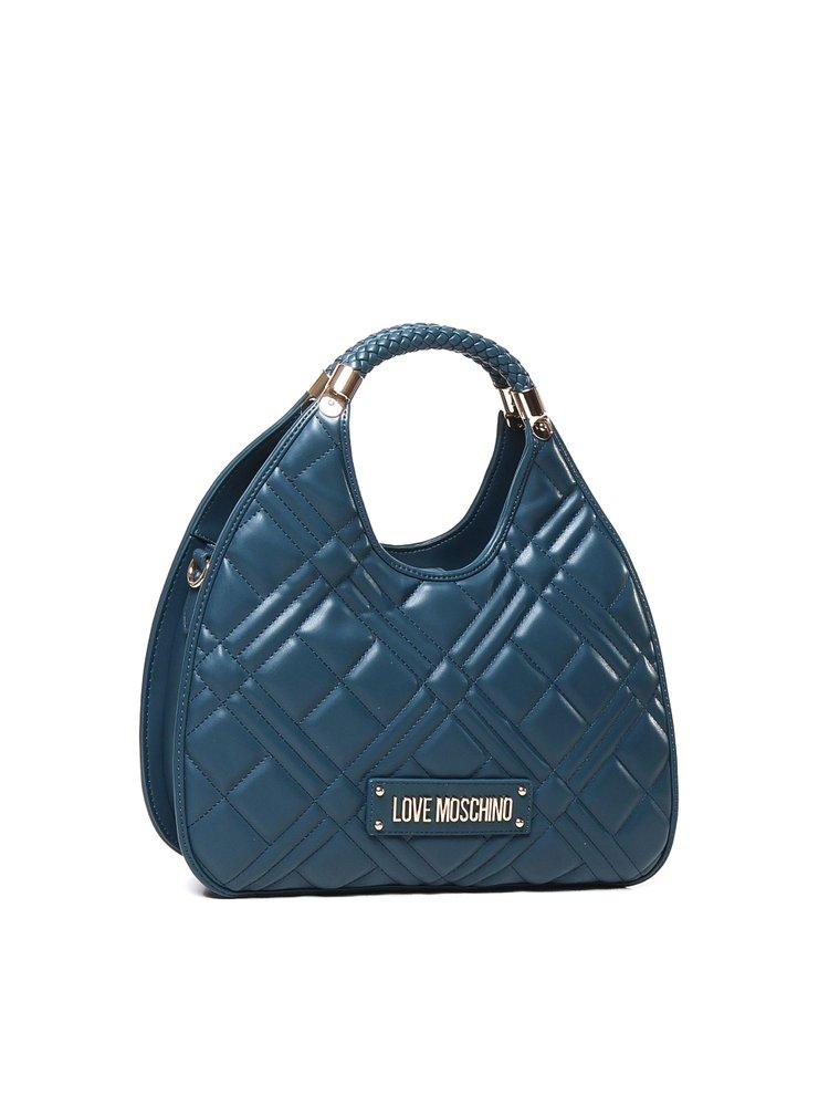 Love Moschino Logo Plaque Quilted Tote Bag