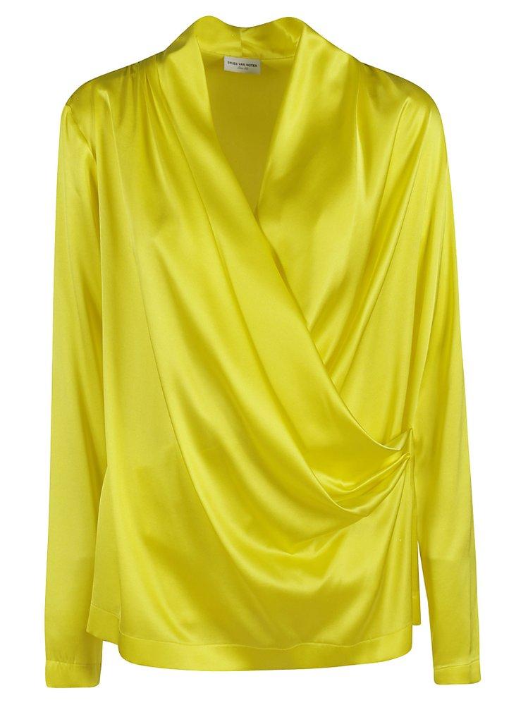 Dries Van Noten Carino Crossover Neckline Blouse