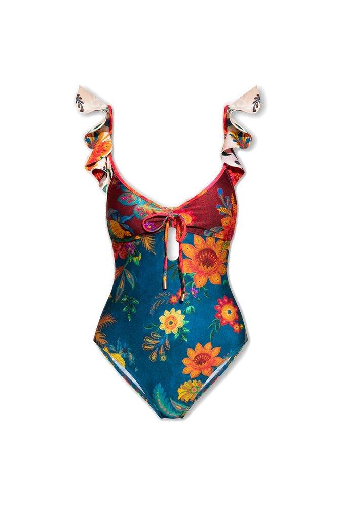 Zimmermann Ginger Frill Shoulder One-Piece Swimsuit