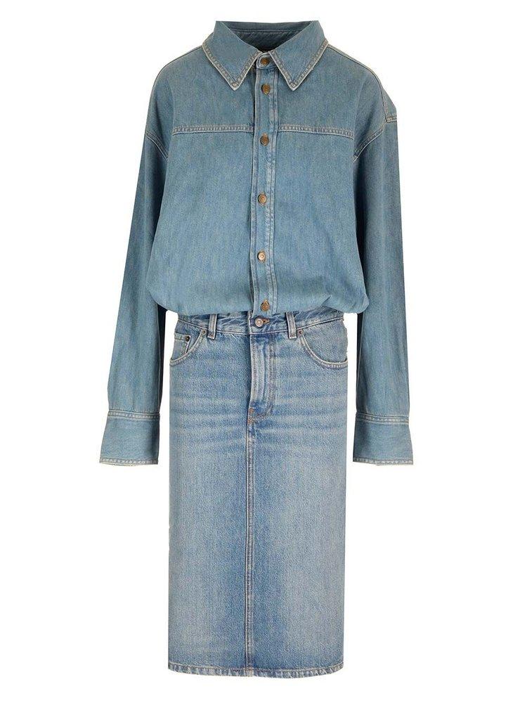 Haikure Joelle Slit-Detailed Midi Denim Dress