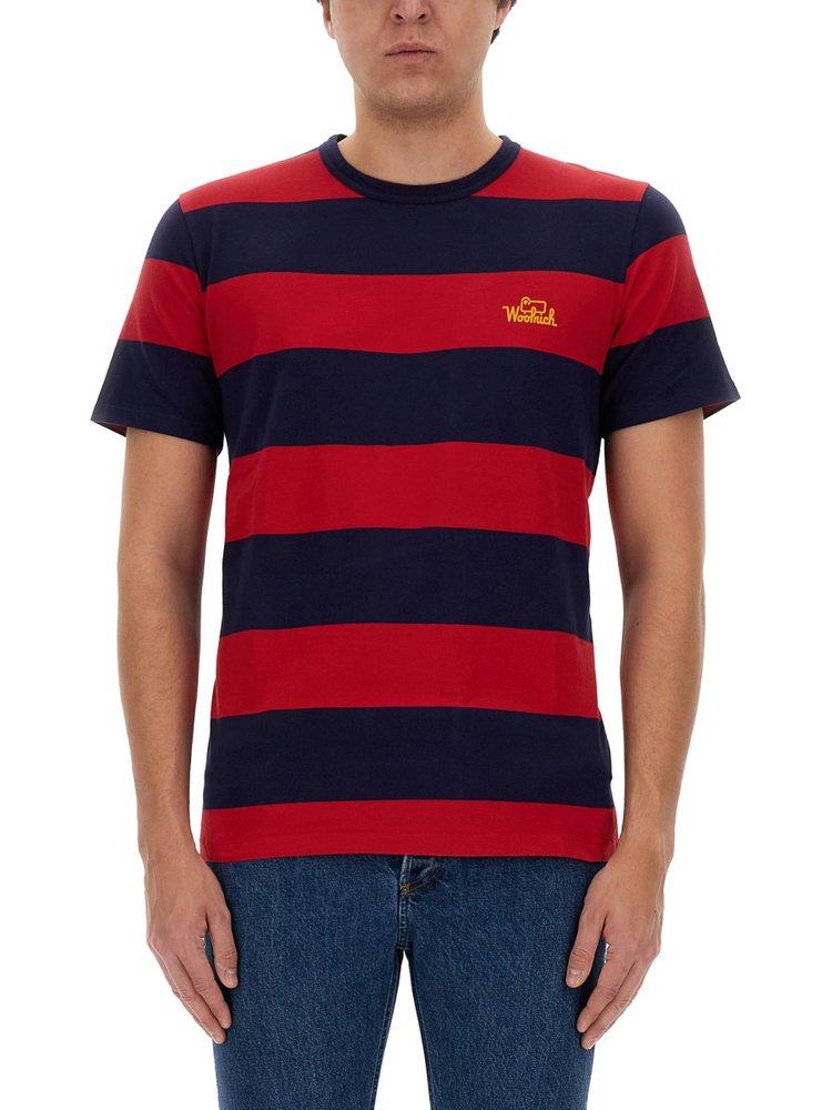 Woolrich Logo Embroidered Striped T-Shirt