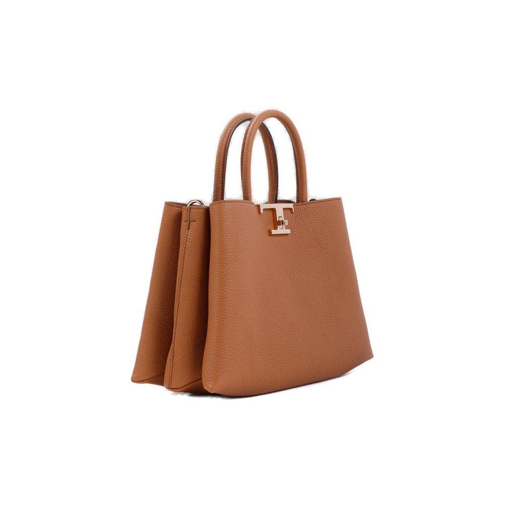 TOD'S Timeless Mini Shopper Handbag in Brown - W:11" H:7.7" D:4.7"