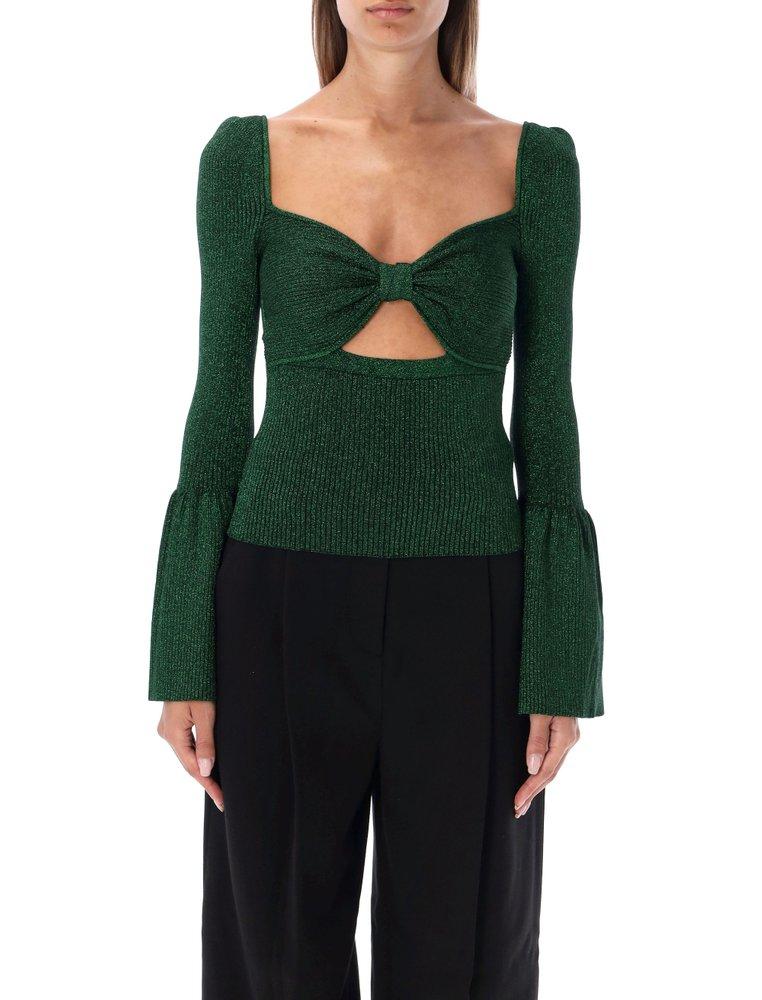 Self-Portrait Lurex Bell Sleeved Knitted Top