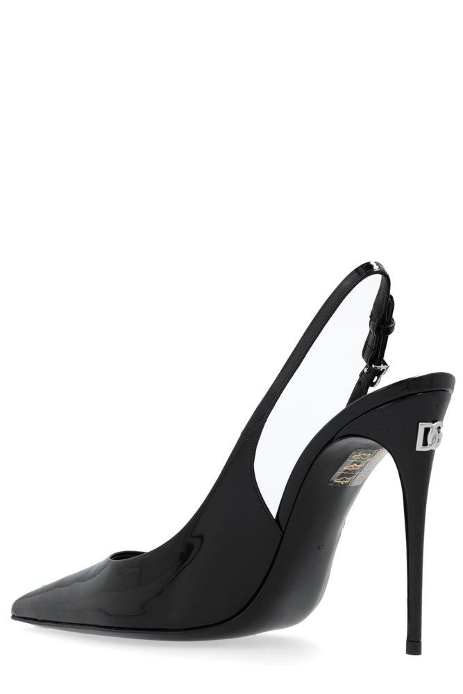 Dolce & Gabbana Logo Plaque Pointed Toe Slingbacks